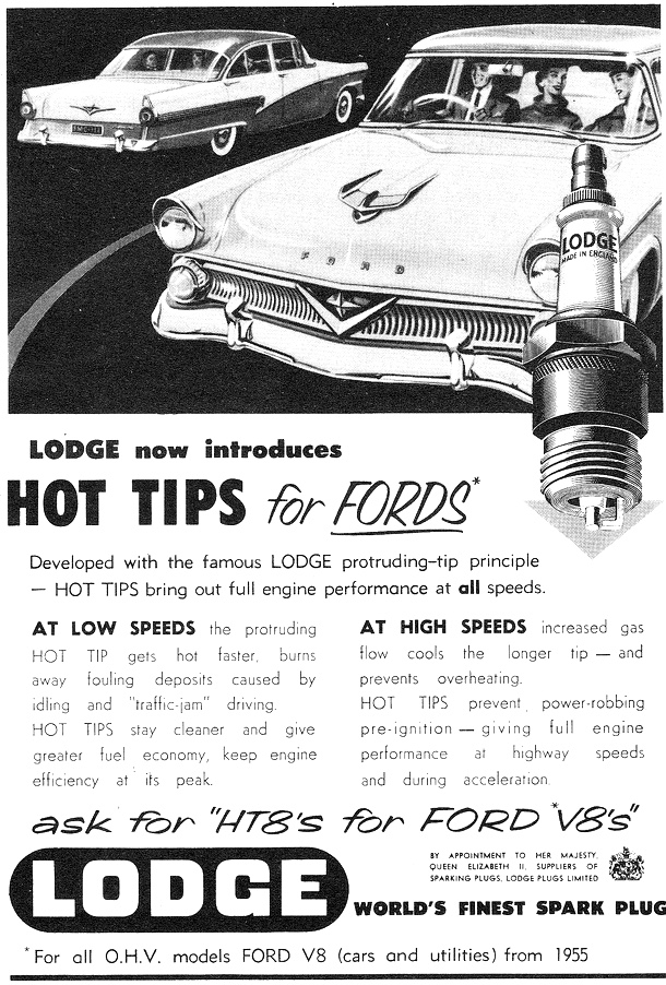1959 Lodge Spark Plugs Star Model Ford Customline
